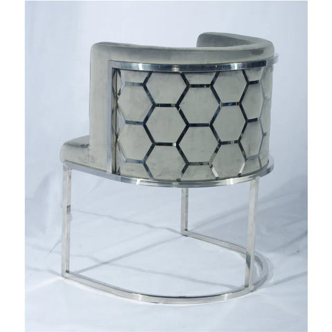 Rose Velvet Modern Stainless Steel Modern Dining Chair Grey Silver