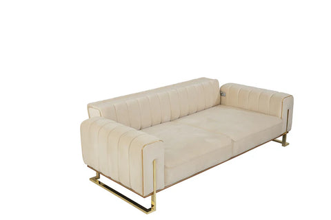 Zurih Luxury Velvet Sofa Beige