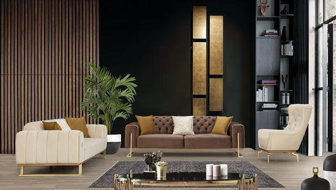 Zurih Luxury Velvet Sofa Beige