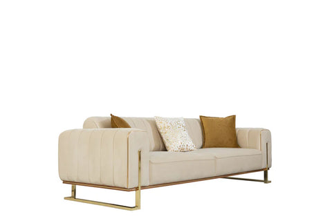 Zurih Luxury Velvet Sofa Beige