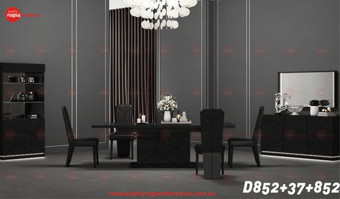 Andes Modern Luxury Dining Table Glass Top Black