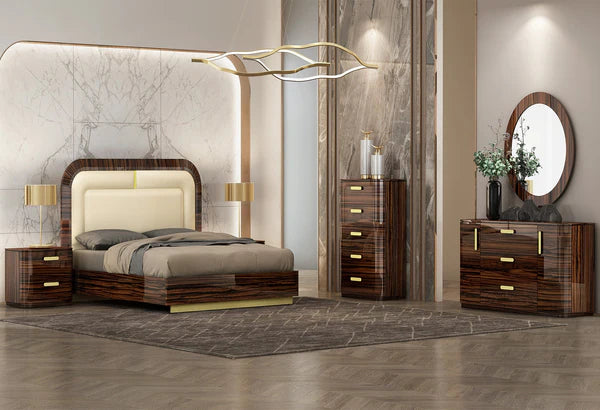 Azmin Bedroom Suite Luxury Modern Titanium Gold