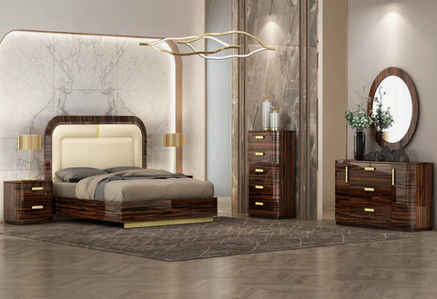 Azmin Bedroom Suite Luxury Modern Titanium Gold