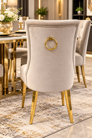 Baron Velvet Dining Chairs Light Beige Gold