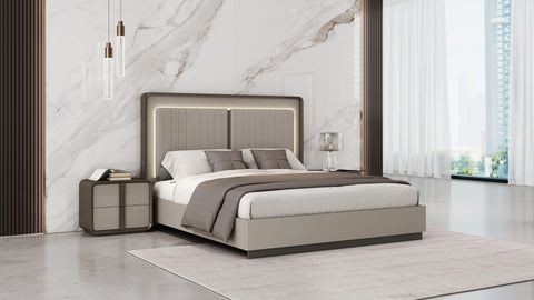 Noah grey bed frame with two matching bedside tables
