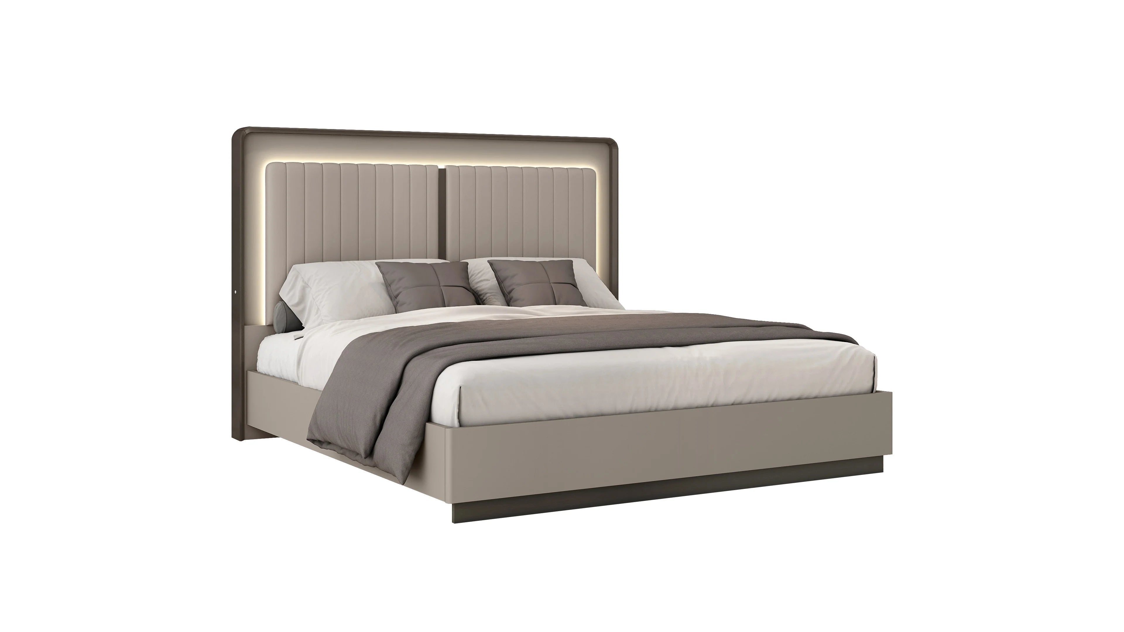 Noah grey upholstered bed frame close-up