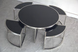 Dua Round Coffee Table Stainless Steel Tempered Glass Black Silver