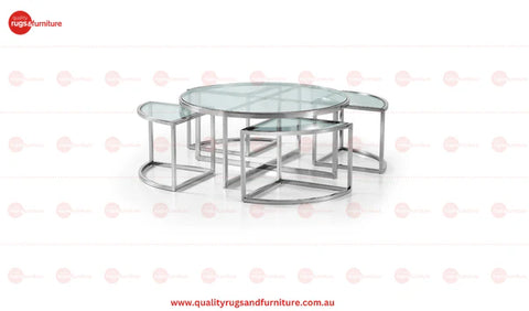 Dua Coffee Table Stainless Steel Tempered Glass Clear Glass Silver