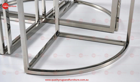 Dua Coffee Table Stainless Steel Tempered Glass Clear Glass Silver