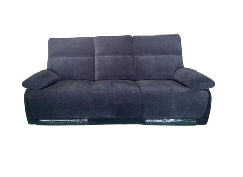 Elysium Electric Recliner Sofa Set Black Fabric 3 Seater