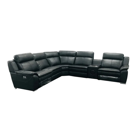 Florida Corner Electric Recliner Leather Sofa Set Black