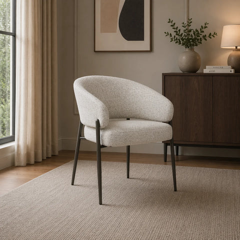 Jasper White Fabric Dining Chair Bronze Legs