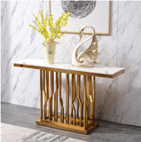 Kaia Hallway Console Table Stainless Steel Base Marble Top Gold