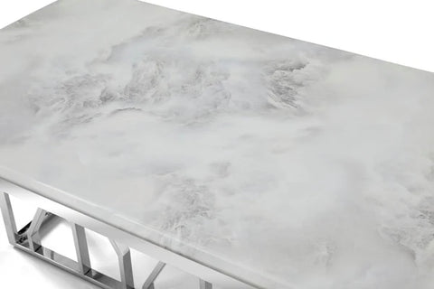 Kaia Stainless Steel Base Marble Top Dining Table Silver