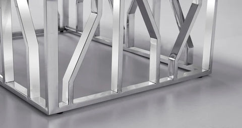 Kaia Stainless Steel Base Marble Top Dining Table Silver