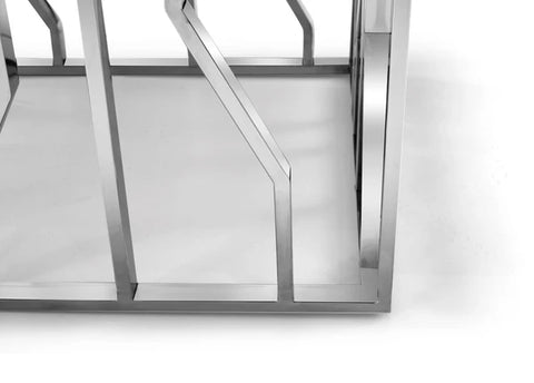 Kaia Stainless Steel Base Marble Top Dining Table Silver