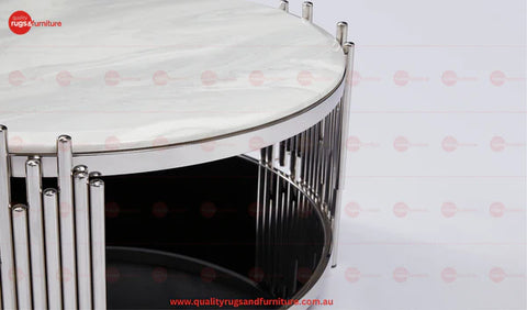 Kylie Coffee Table Stainless Steel Base Marble Top Silver
