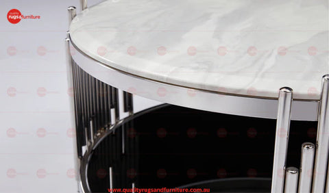 Kylie Coffee Table Stainless Steel Base Marble Top Silver