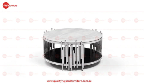 Kylie Coffee Table Stainless Steel Base Marble Top Silver