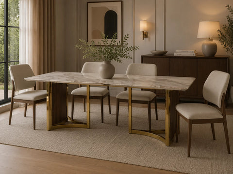 Laurent White Paper Marble Dining Table