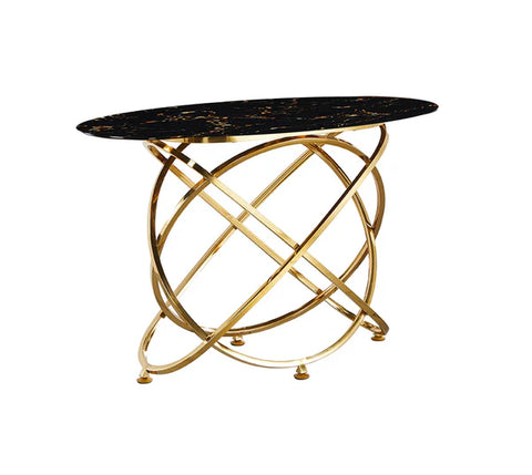 Mellisa Marble Top Stainless Steel Base Console Hallway Table Gold Black