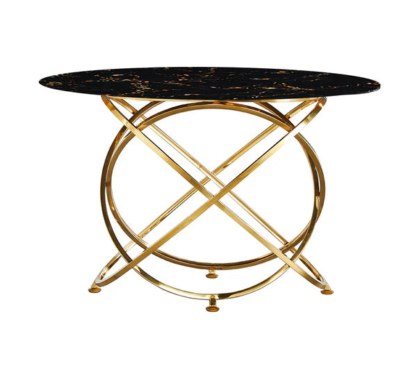 Mellisa Marble Top Stainless Steel Base Console Hallway Table Gold Black
