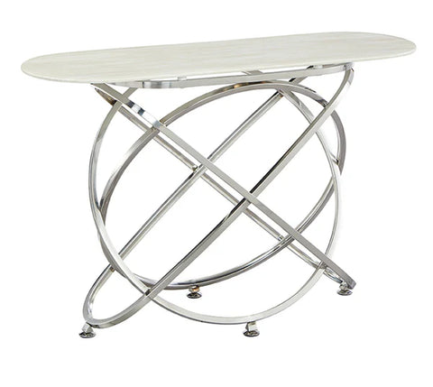 Mellisa Marble Top Stainless Steel Console Hallway Table Silver