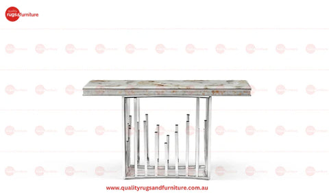 New Stela Console Table Marble Top Stainless Steel Base Silver