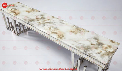 New Stela Tv Unit Marble Top Stainless Steel Base Silver