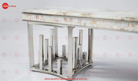 New Stela Tv Unit Marble Top Stainless Steel Base Silver