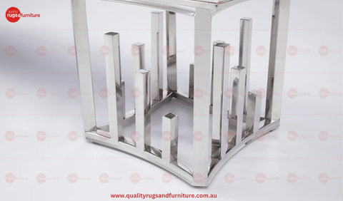New Stela Tv Unit Marble Top Stainless Steel Base Silver