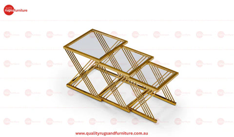 Orchid Set Of 3 Flower Table Stainless Steel Gold Base With Clear Glass Top