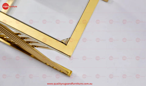 Orchid Set Of 3 Flower Table Stainless Steel Gold Base With Clear Glass Top