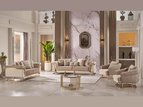 Rixos Velvet Modern Sofa Beige