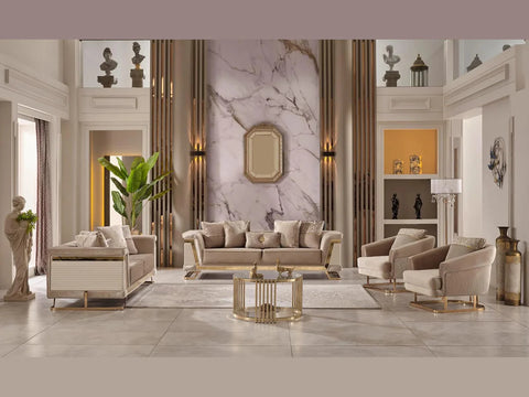 Rixos Velvet Modern Sofa Beige