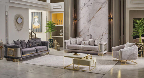 Romance Velvet Modern Sofa Grey
