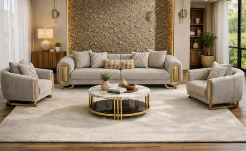 Romeo Luxury Modern Velvet Sofa Set Brown