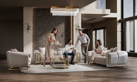 Romeo Luxury Modern Velvet Sofa Set