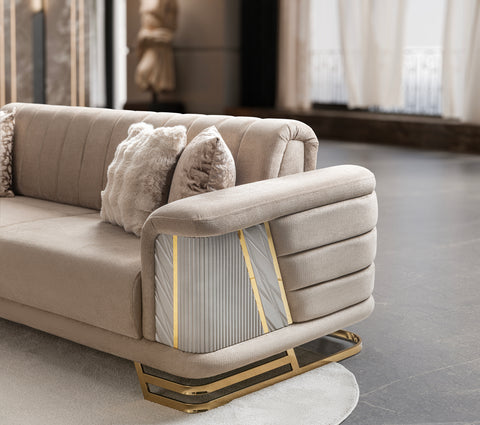 Nevada Luxury Modern Velvet Sofa Set