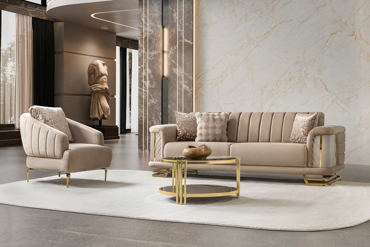 Nevada Luxury Modern Velvet Sofa Set