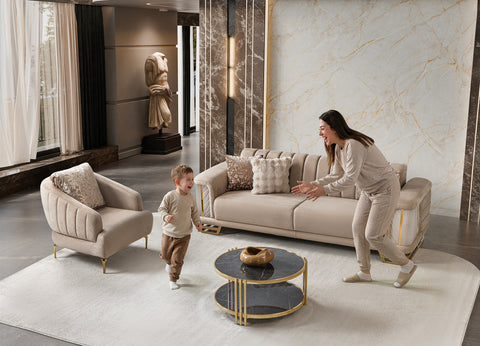 Nevada Luxury Modern Velvet Sofa Set