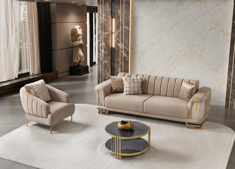 Nevada Luxury Modern Velvet Sofa Set