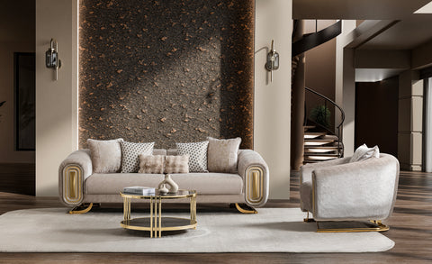 Romeo Luxury Modern Velvet Sofa Set