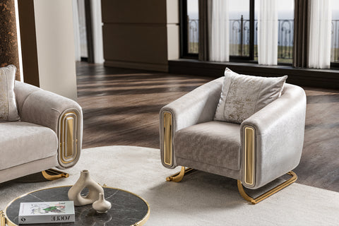 Romeo Luxury Modern Velvet Sofa Set