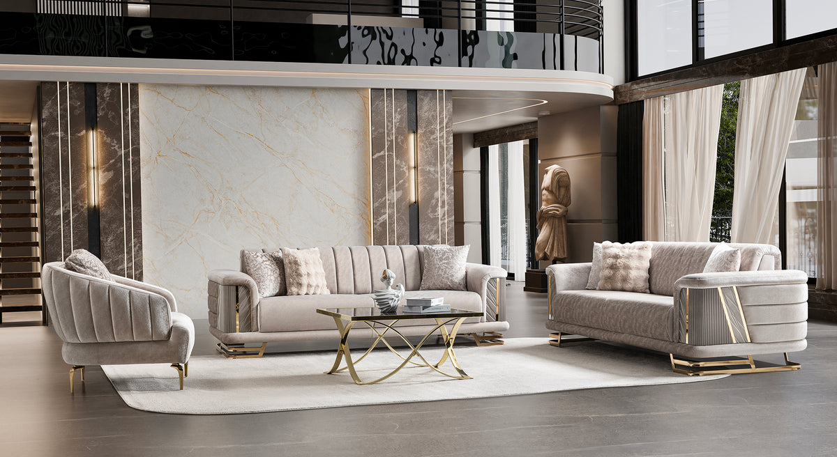 Nevada Luxury Modern Velvet Sofa Set