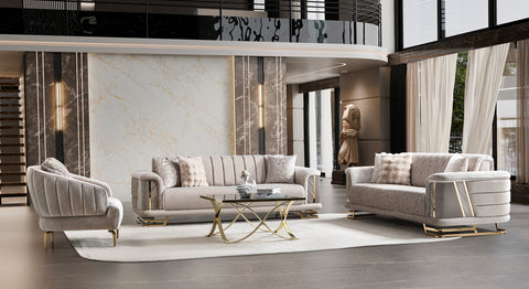 Nevada Luxury Modern Velvet Sofa Set
