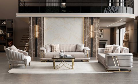 Nevada Luxury Modern Velvet Sofa Set