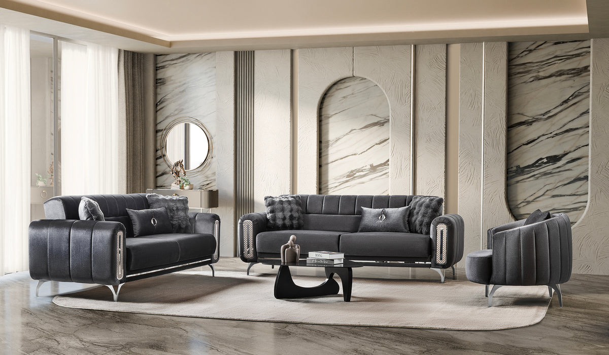 Dior Luxury Velvet Modern Sofa Dark Grey