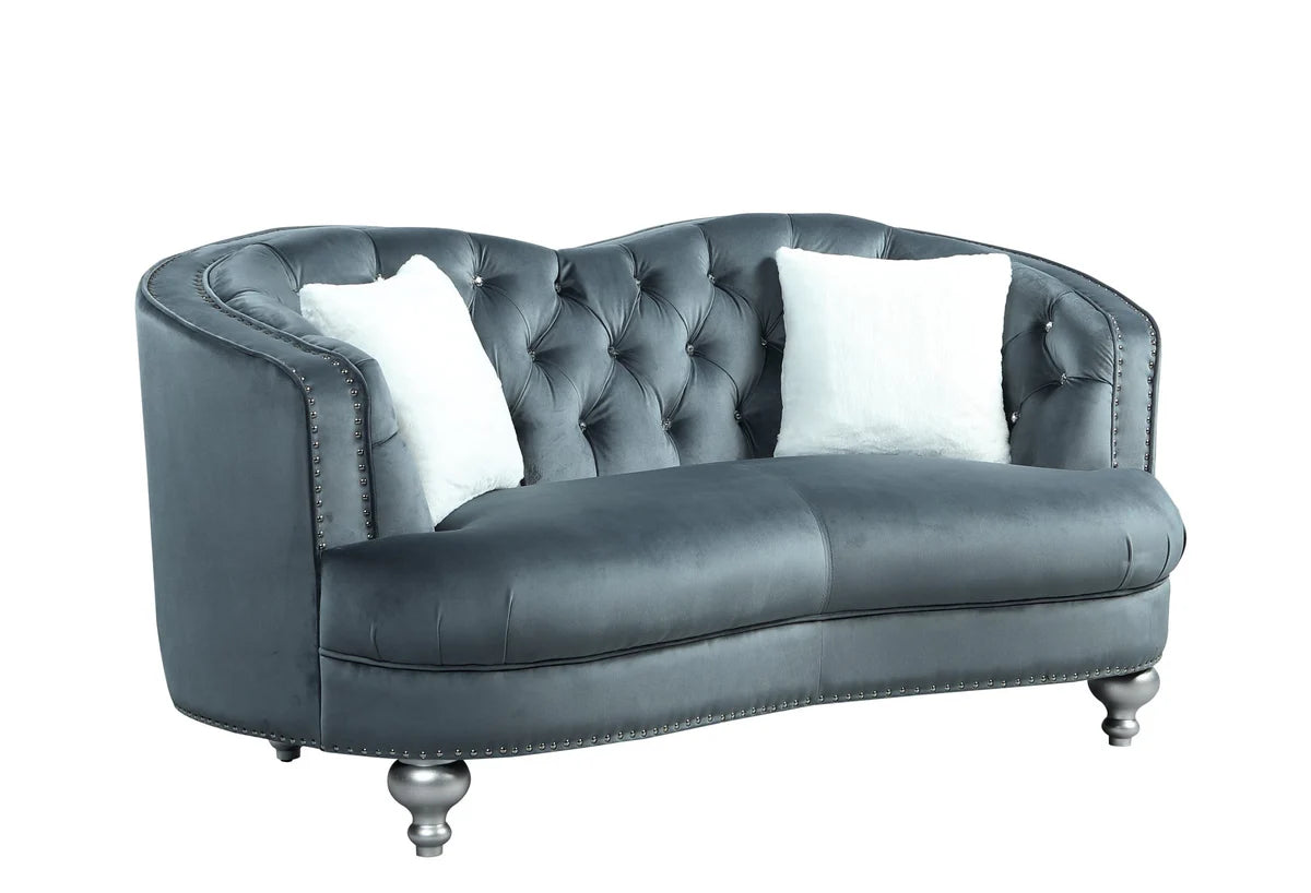 Serene Modern Velvet Grey Sofa
