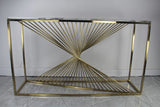 Spiral Console Hallway Table Stainless Steel Base Marble Top Gold